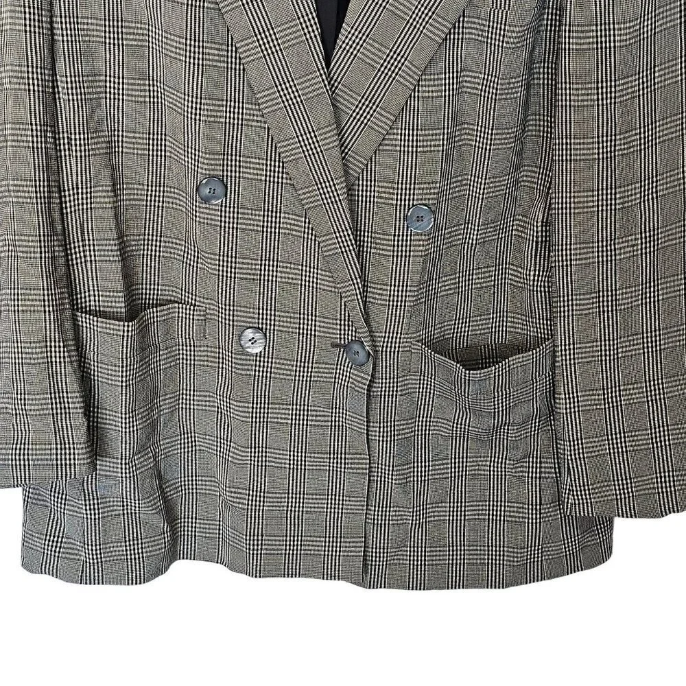 Liz Claiborne Vintage Oversized Classic‎ Doubled Breasted Blazer Plaid Women's 8